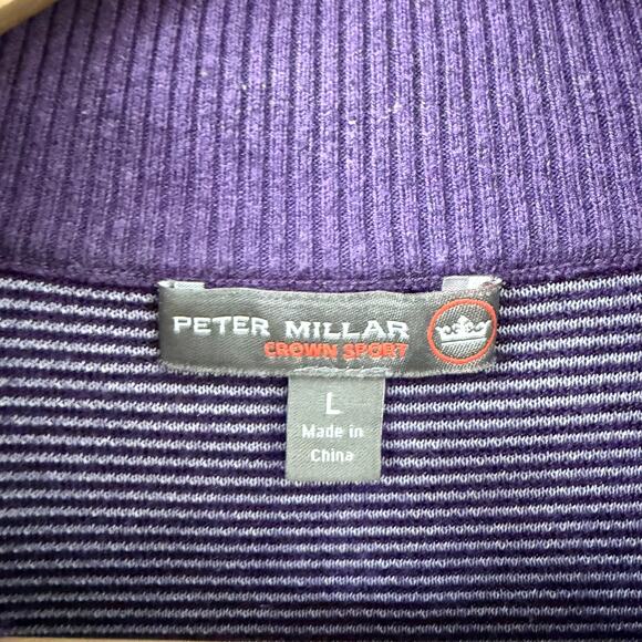 Peter‎ Millar Large Crown Sport Purple 1/4 Zip Sweater Golf Fall Spring Party - Picture 5 of 11